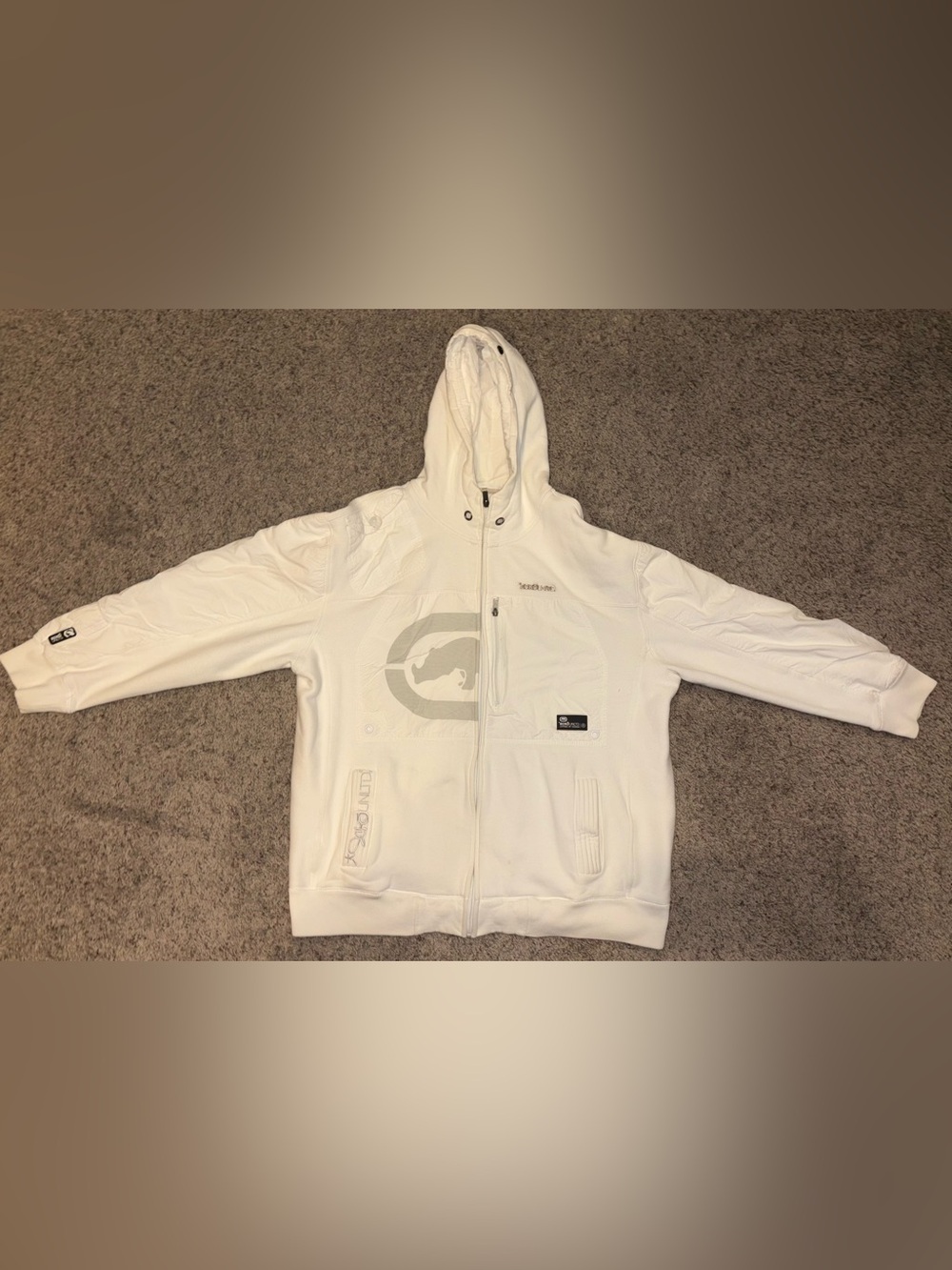 Vintage Y2K Ecko Untld. White Rhino Zip-Up Hoodie (XL)